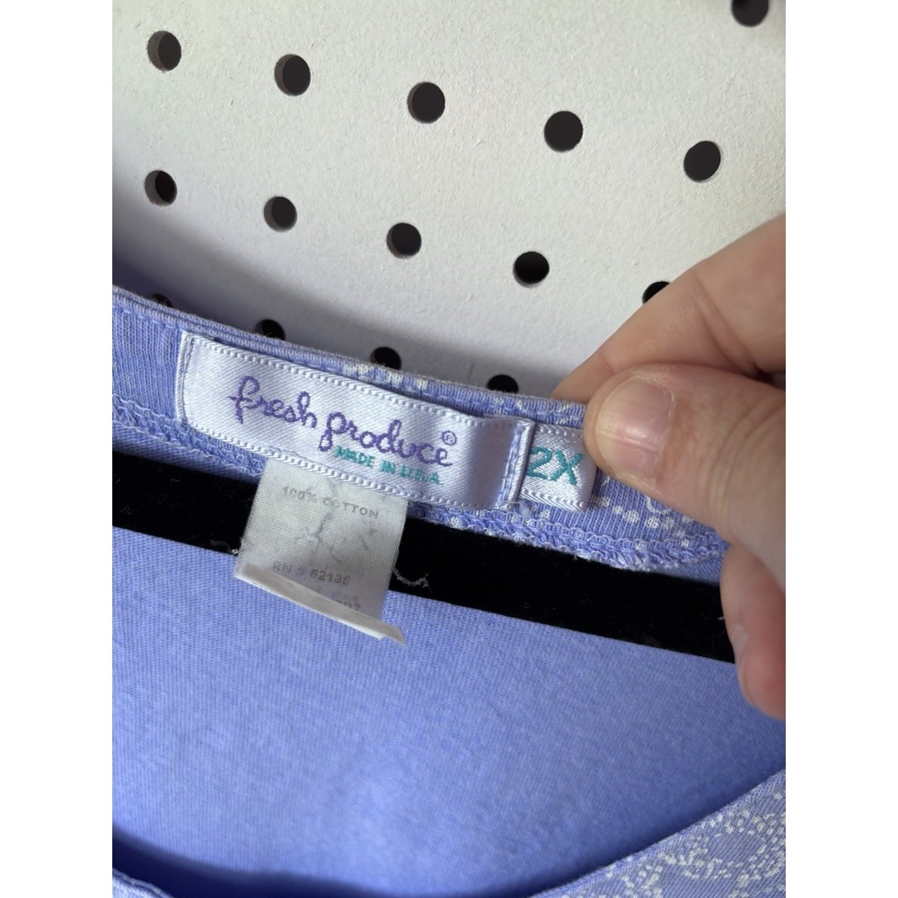 Fresh Produce Pocket Knee Dress Womens 2X Cotton Made in USA Floral Light Purple - Picture 4 of 6